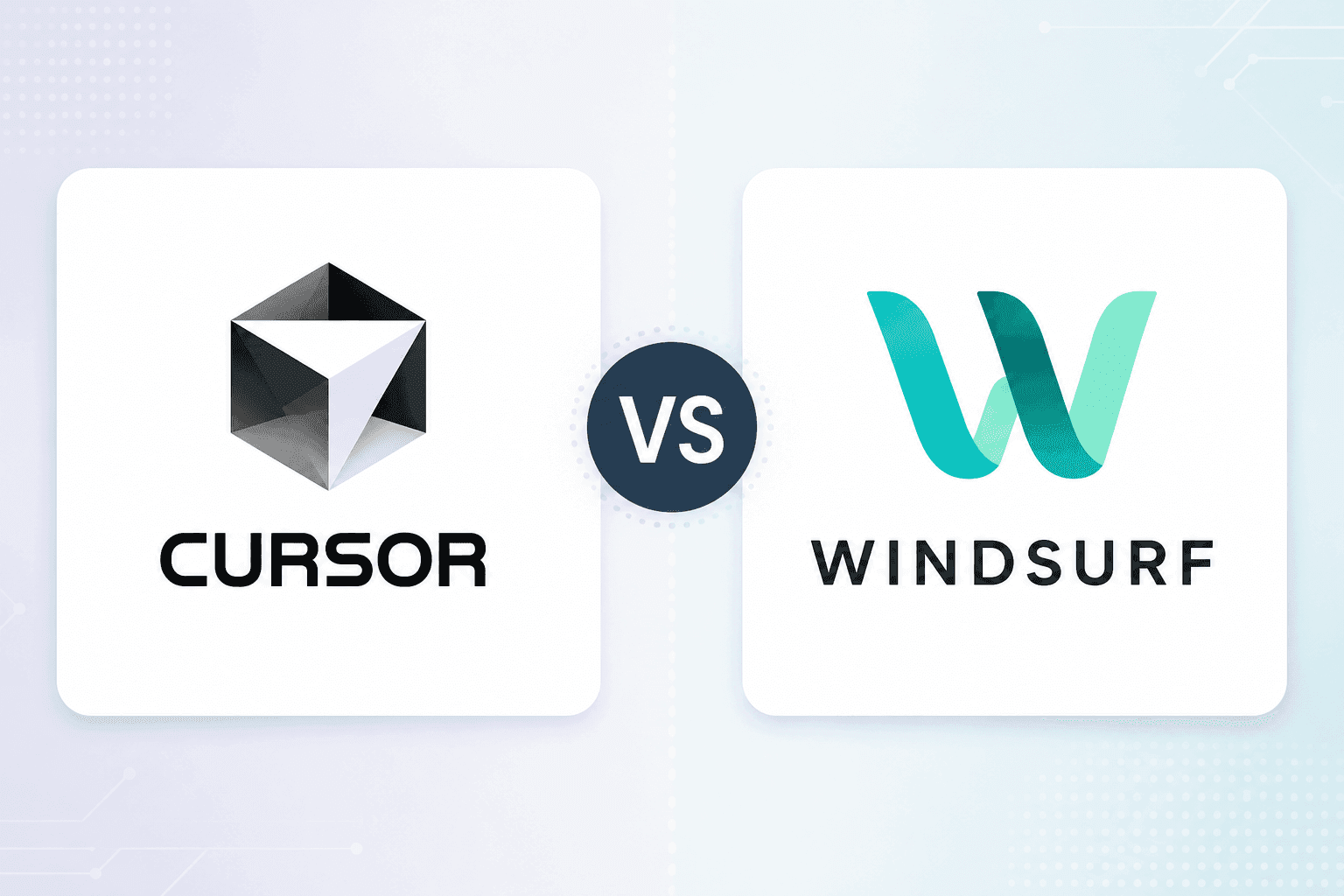 CursorとWindsurfのロゴを左右に並べた中立的な比較図
